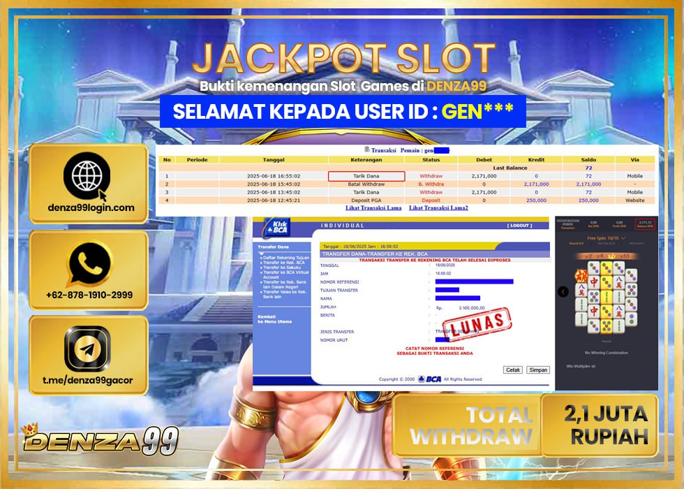 DENZA99 JACKPOT MAHYONG WAYS 2 Rp.2.100.000.,- LUNAS