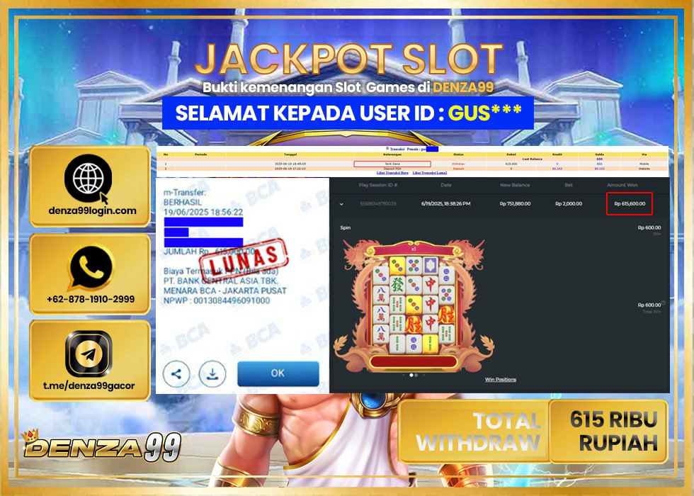 DENZA99 JACKPOT MAHJONG WAYS 2 Rp.615.000.,- LUNAS