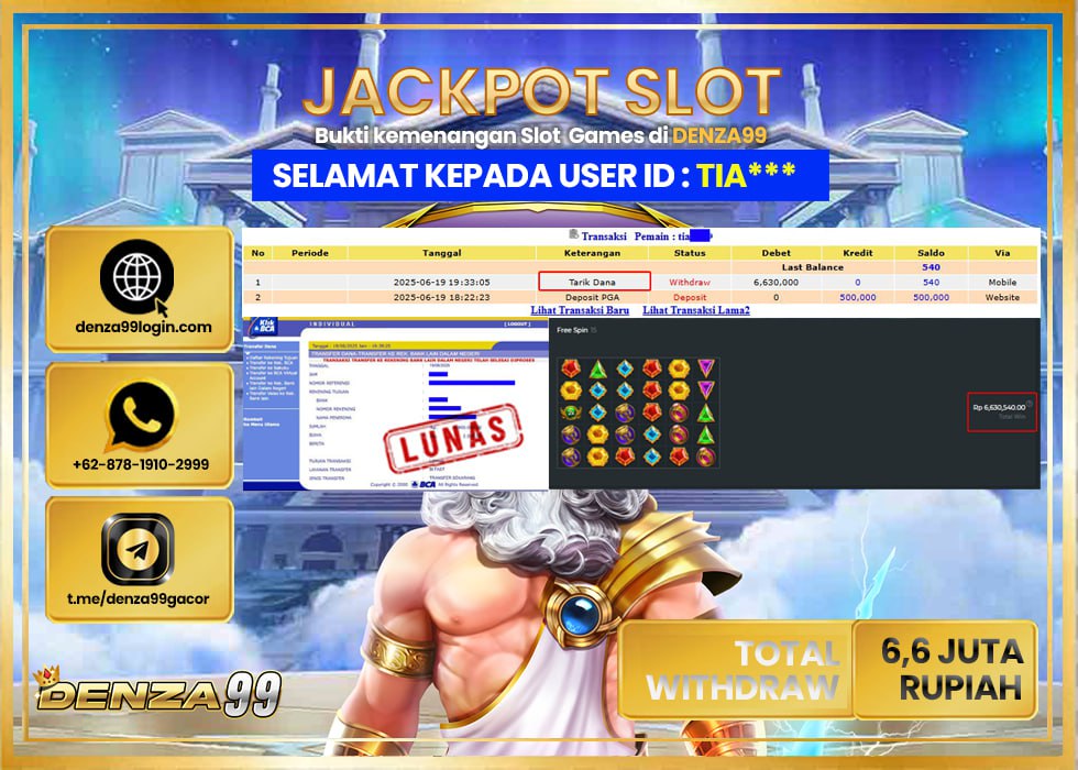 DENZA99 JACKPOT GATES OF OLYMPUS Rp.6.600.000.,- LUNAS