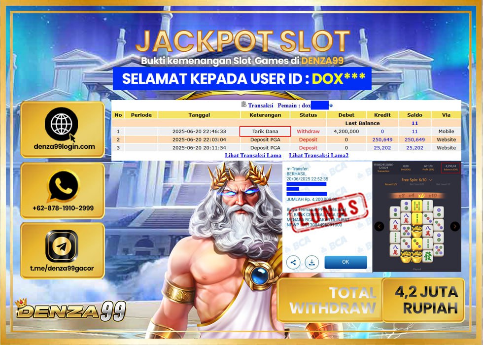 DENZA99 JACKPOT MAHJONG WAYS 2 Rp.4,200.000.,- LUNAS