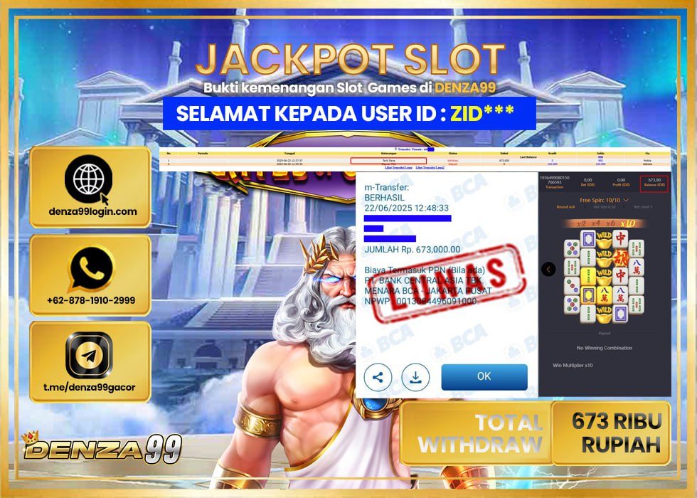 DENZA99 JACKPOT MAHJONG WAYS 2 Rp. 673.000 .,- LUNAS