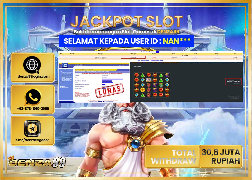 DENZA99 JACKPOT GATE OF OLYMPUS  Rp. 30.800.000 .,- LUNAS