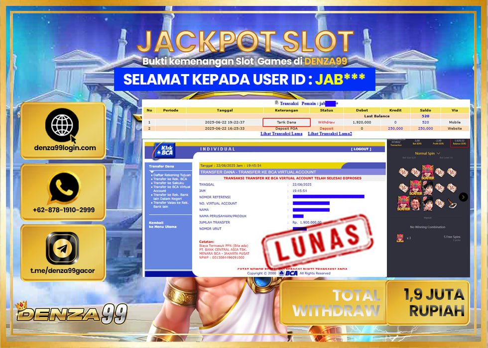DENZA99 JACKPOT FLIRTING SCHOLAR Rp. 1.900.000 .,- LUNAS