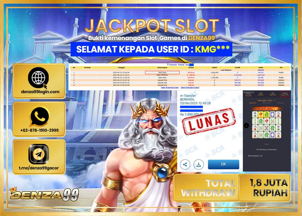 DENZA99 JACKPOT MAHKONG WAYS  Rp. 1.800.000 .,- LUNAS