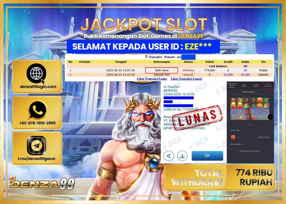 DENZA99 JACKPOT FORTUNE TREE  Rp. 774.000 .,- LUNAS