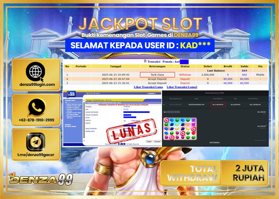DENZA99 JACKPOT SWEET BONANZA Rp.2.000.000,- LUNAS