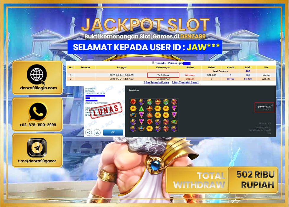 DENZA99 JACKPOT GATE OF OLYMPUS  Rp.502.000 - LUNAS
