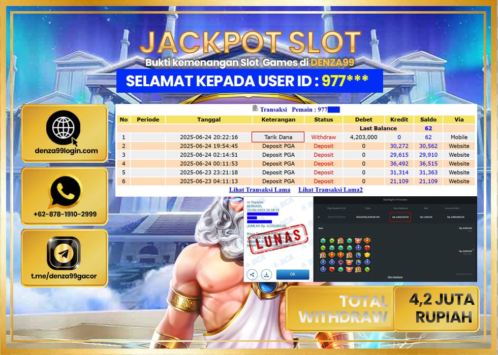 DENZA99 JACKPOT STARLIGHT PRINCESS Rp.4.200.000 - LUNAS