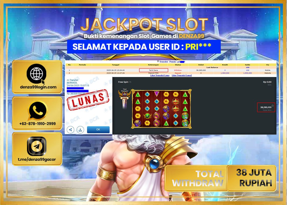 DENZA99 JACKPOT GATE OF OLYMPUS 1000 Rp 38.000.000,- LUNAS