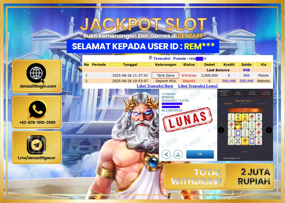DENZA99 JACKPOT MAHJONG WAYS Rp.2.000.000 - LUNAS