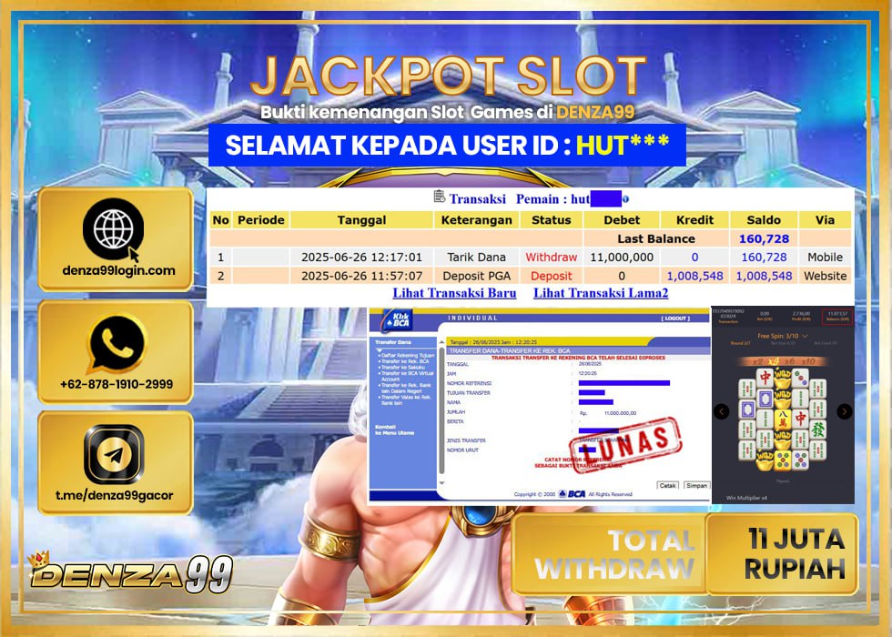 DENZA99 JACKPOT MAHJONG WAYS  2 Rp.11.000.000 - LUNAS