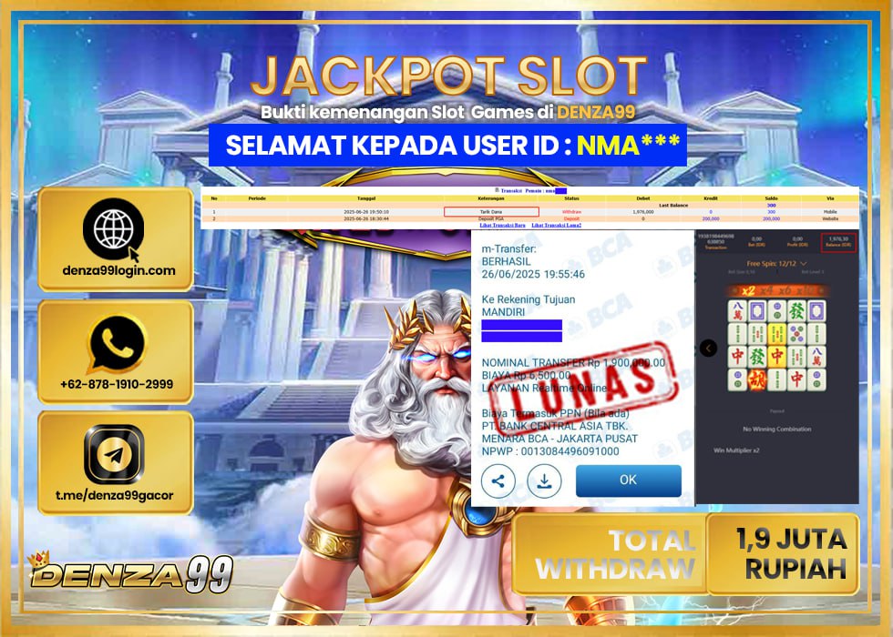 DENZA99 JACKPOT MAHJONG WAYS Rp.1.900.000 - LUNAS