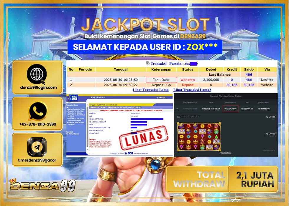 DENZA99 GATE OF OLYMPUS SUPER SCATTER Rp.2.100.000- LUNAS