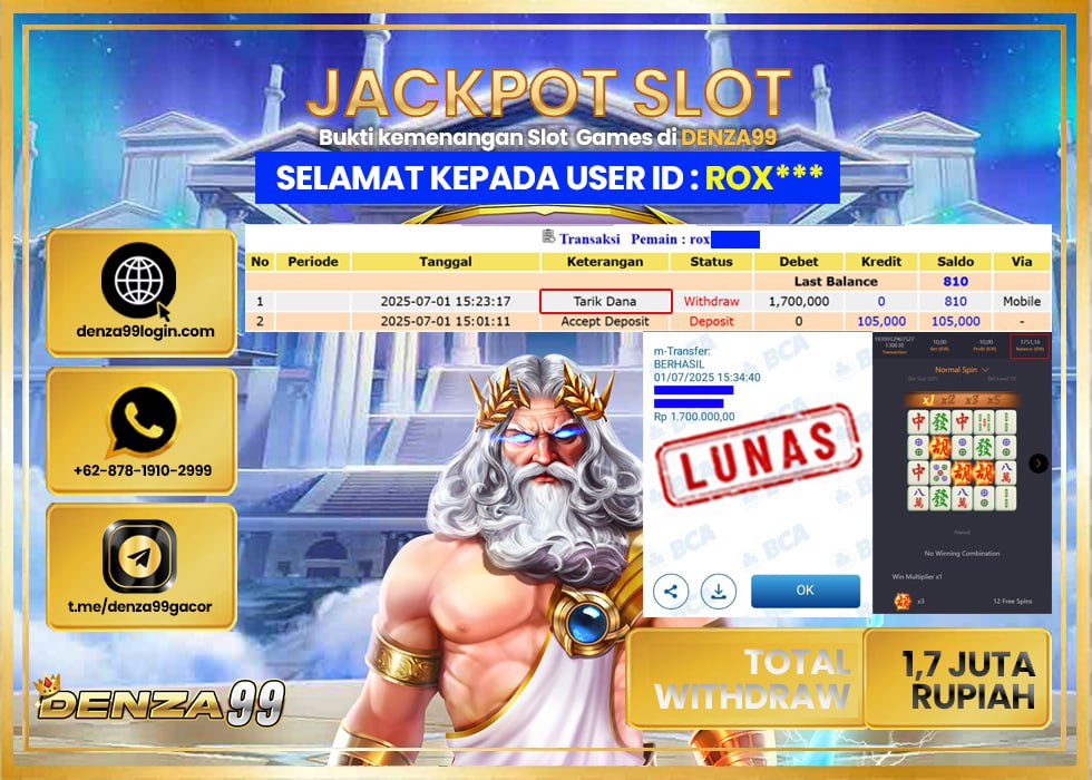 DENZA99 MAHJONG WAYS  Rp.1.700.000- LUNAS