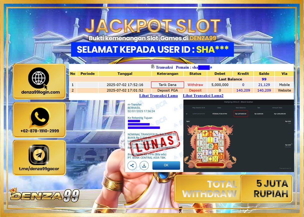 DENZA99 MAHJONG WINS 3 Rp.5.000.000- LUNAS