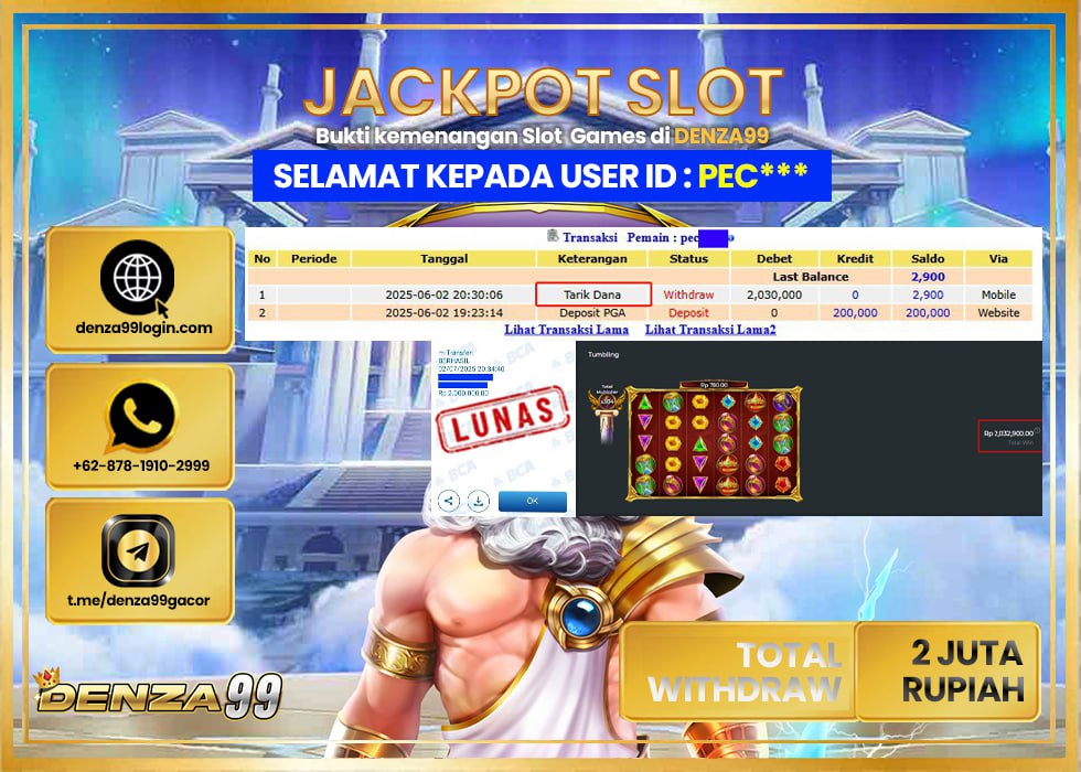 DENZA99 GATE OF OLYMPUS 1000 Rp. 2.000.000- LUNAS