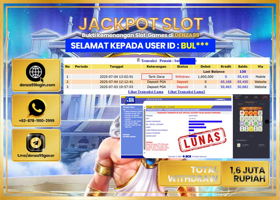 DENZA99 MAHJONG WAYS   Rp. 1.600.000- LUNAS
