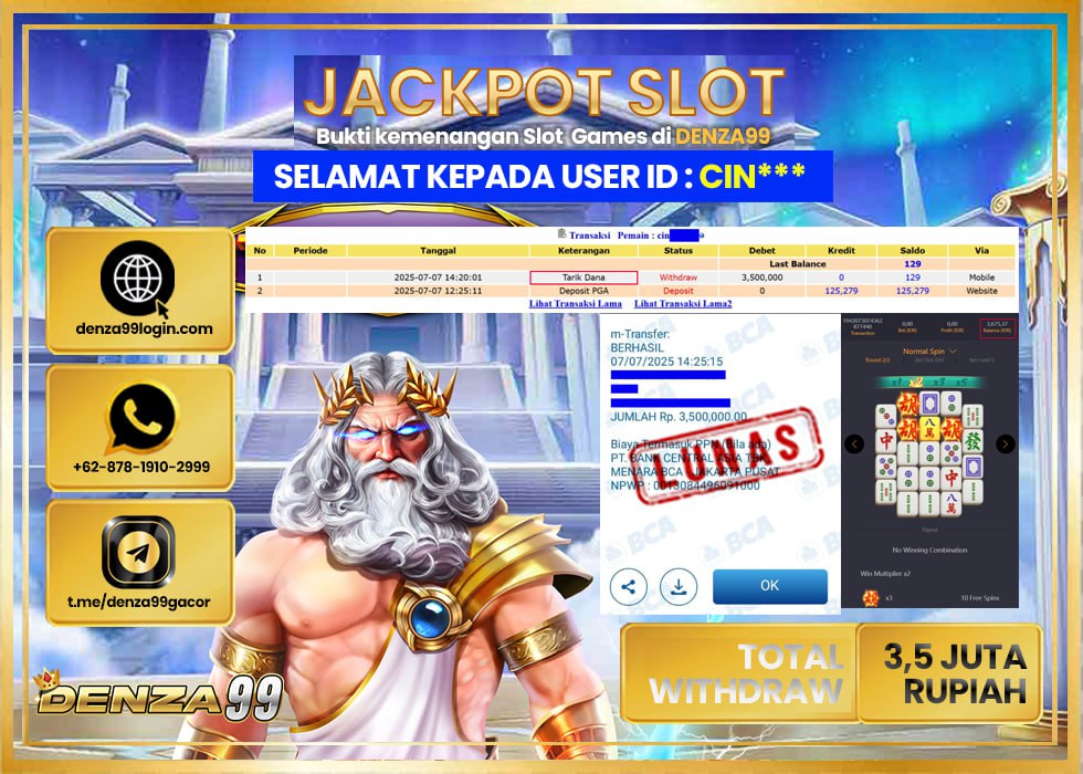 DENZA99 MAHYONG WAYS 2 Rp.3.500.000- LUNAS