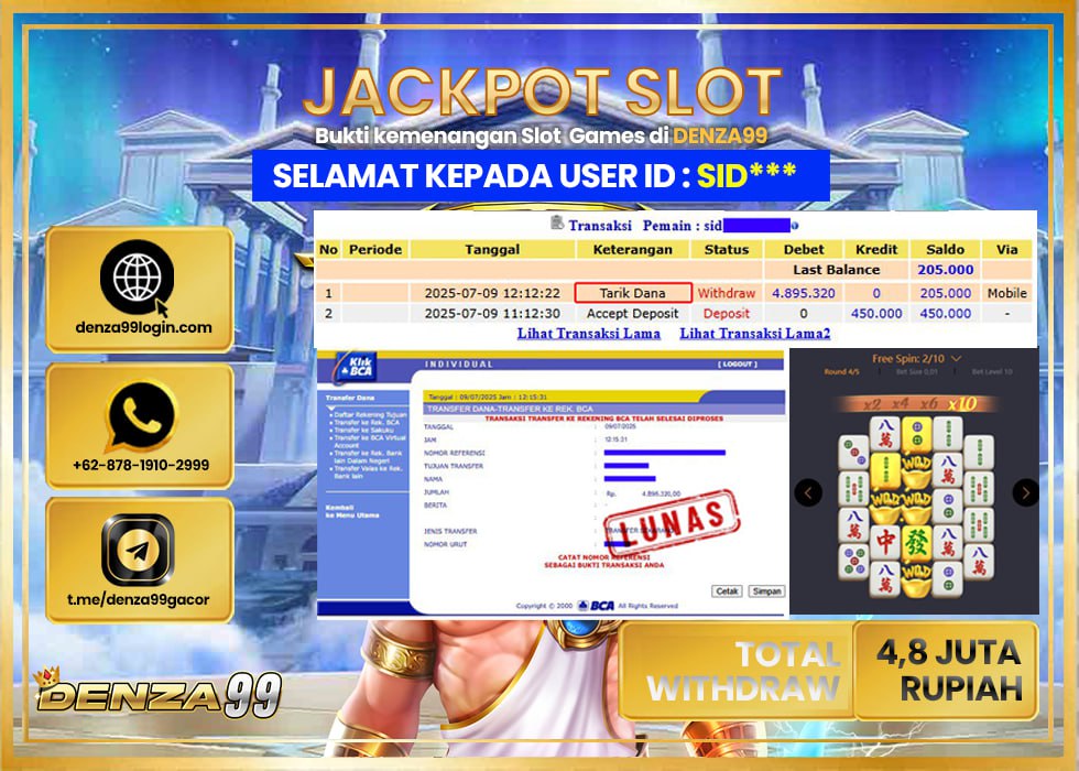 DENZA99 JACKPOT MAHJONG WAYS 2 1000 Rp. 4.800.000- LUNAS