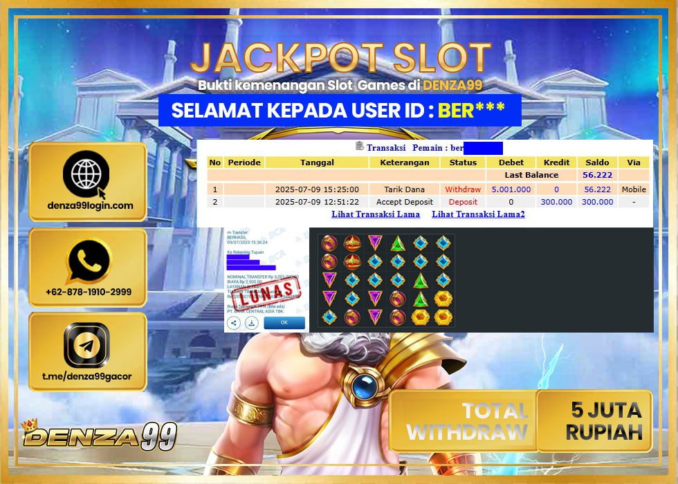 DENZA99 JACKPOT GATES OF OLYMPUS Rp.5.000.000- LUNAS