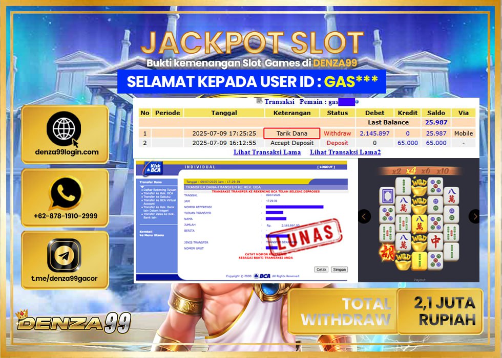 DENZA99 JACKPOT MAHJONG WAYS 2 Rp.2.100.000- LUNAS
