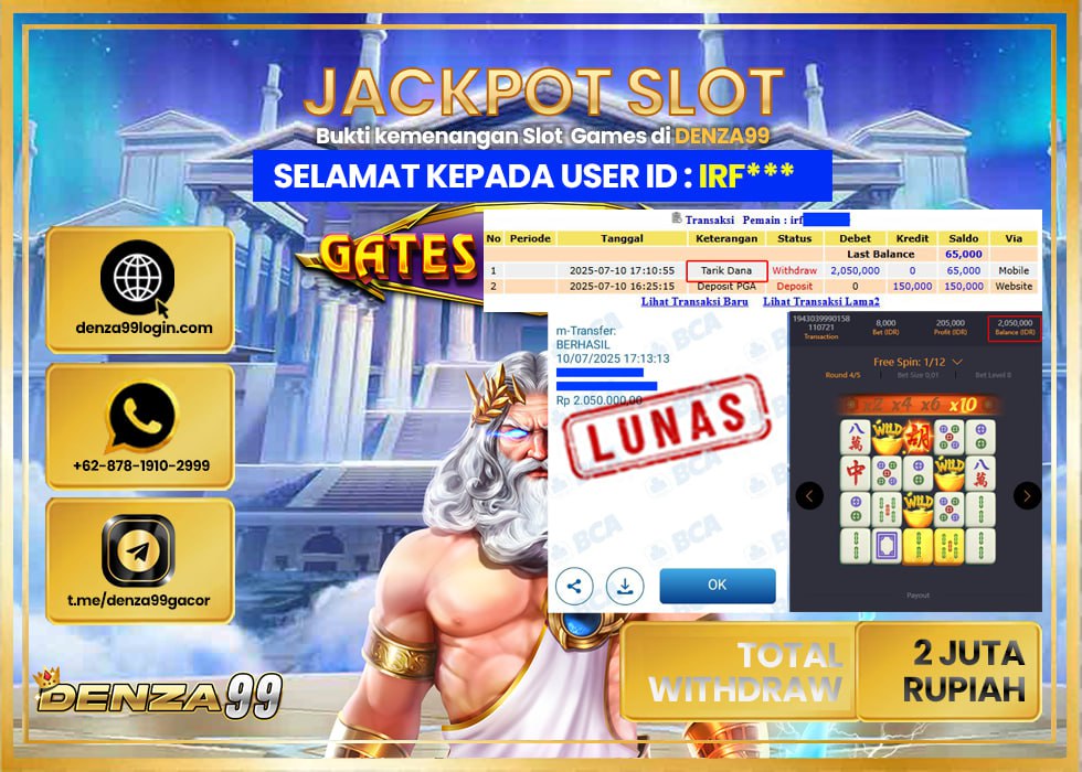 DENZA99 JACKPOT MAHJONG WAYS  Rp. 2.000.000 LUNAS