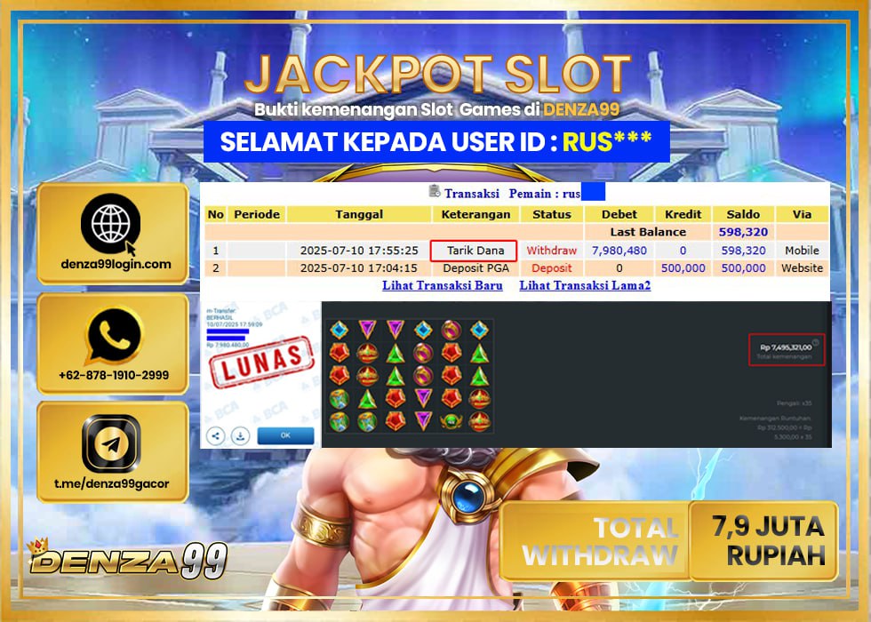 DENZA99 JACKPOT GATES OF OLYMPUS  Rp. 7.900.000 LUNAS