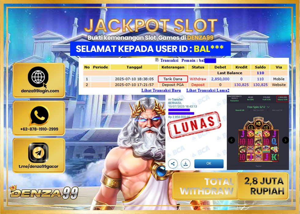DENZA99 JACKPOT WILD BANDITO  Rp. 2.800.000 LUNAS