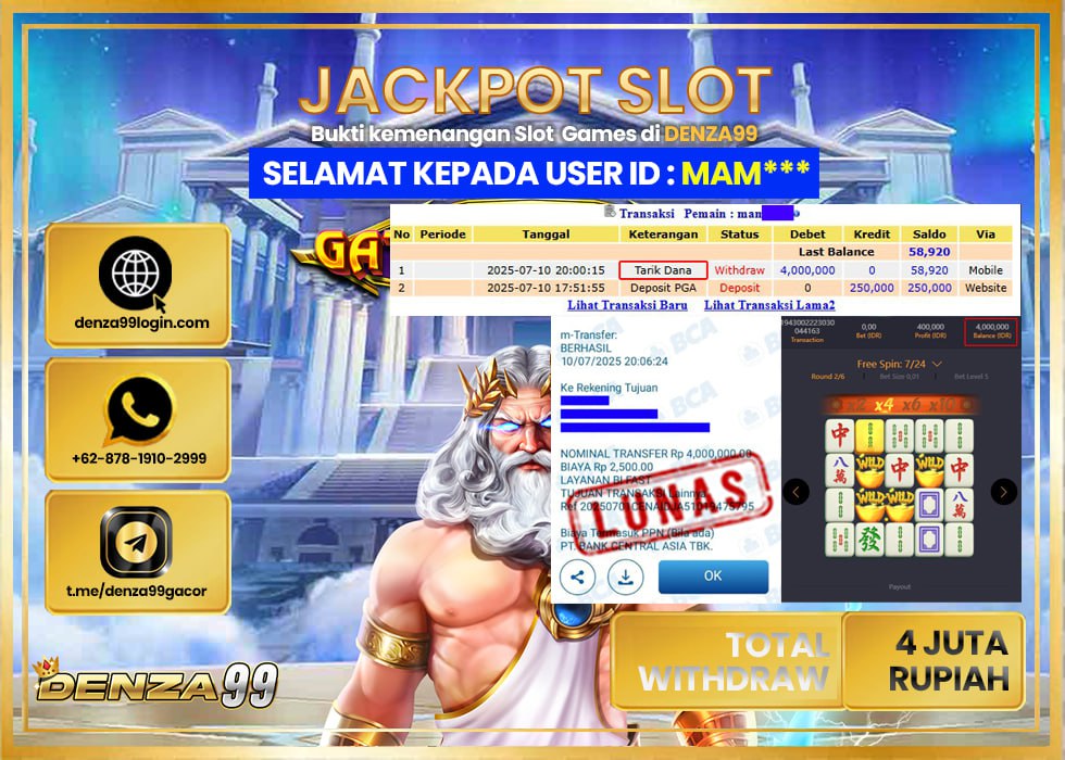 DENZA99 JACKPOT MAHJONG WAYS 2  Rp. 4.000.000 LUNAS