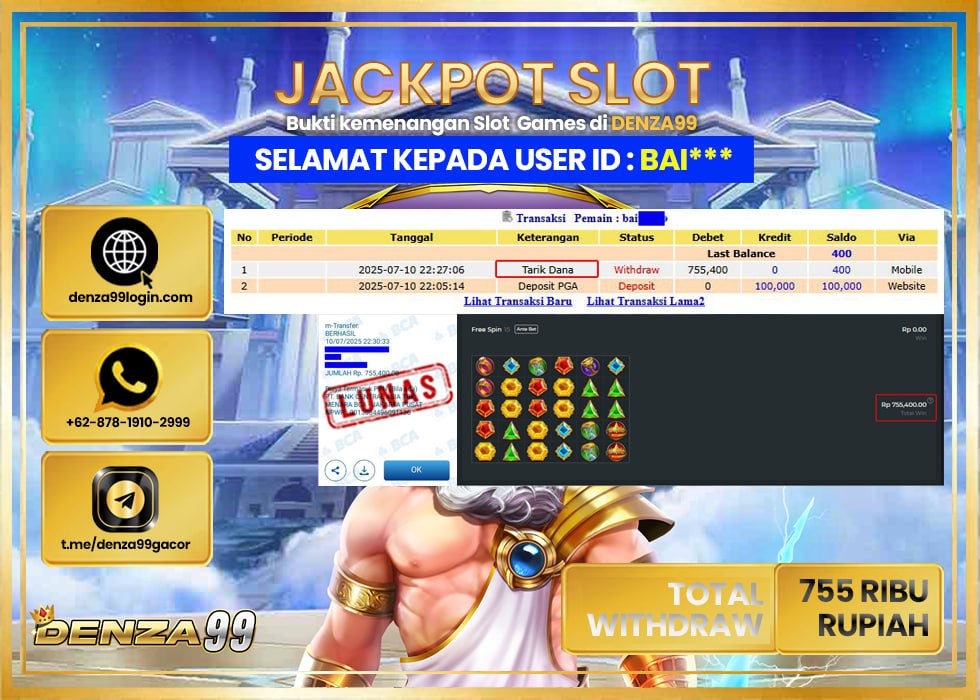 DENZA99 JACKPOT GATE OF OLYMPUS  Rp. 755.000 LUNAS