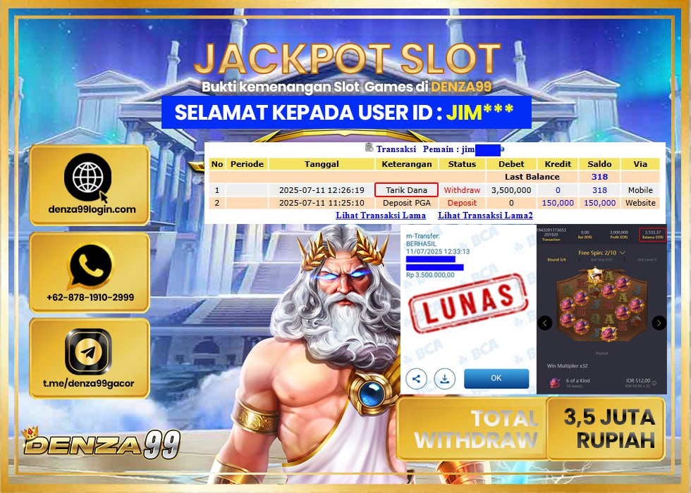 DENZA99 JACKPOT WILD BOUNTY SHADOW Rp. 3.500.000 LUNAS