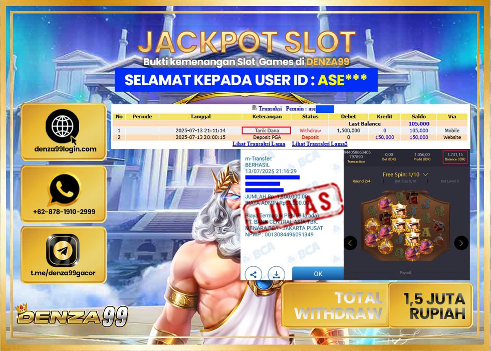 DENZA99 JACKPOT WILD BOUNTY SHOWDOWN  Rp.1,500,000.,- LUNAS