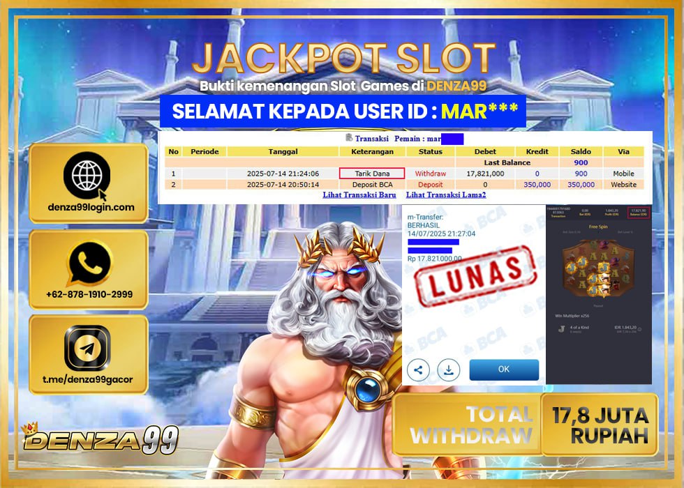 DENZA99 JACKPOT WILD BOUNTY SHOWDOWN Rp. 17.800.000 LUNAS