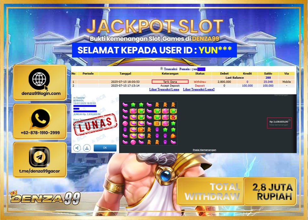 DENZA99 JACKPOT SUGAR RUSH 1000 Rp. 2.800.000 LUNAS