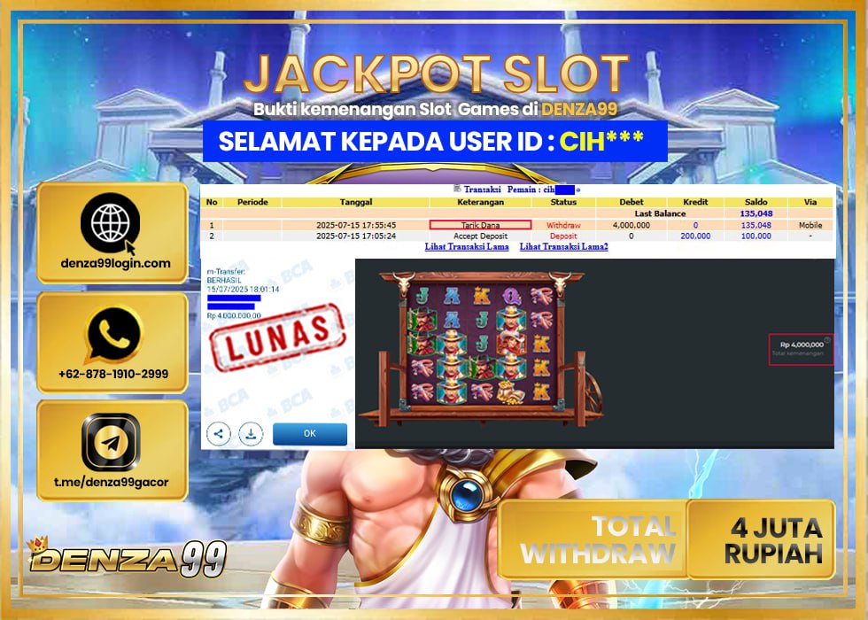 DENZA99 JACKPOT WILD WEST GOLD BLAZING BOUNTY Rp. 4.000.000 LUNAS