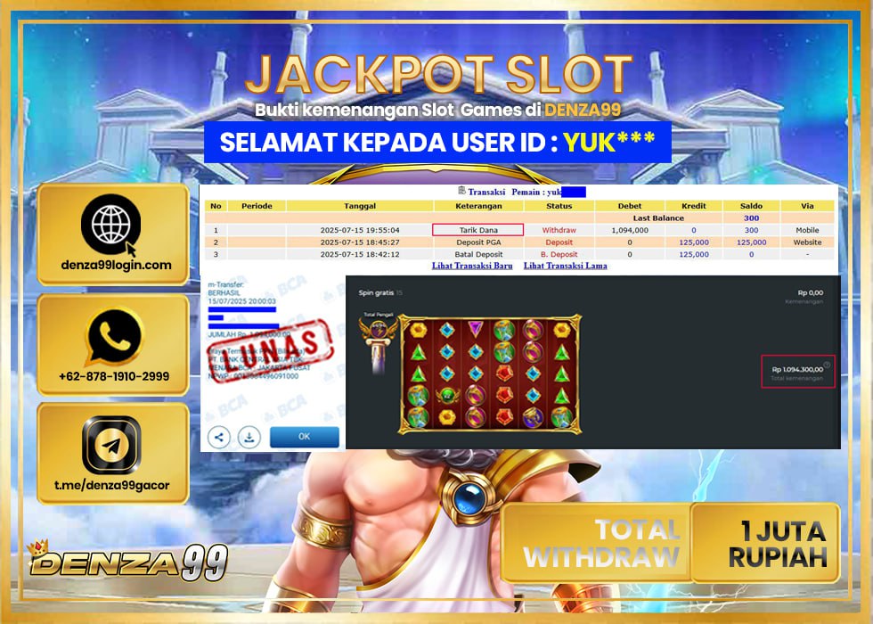 DENZA99 JACKPOT GATES OF OLIMPUS SUPER Rp. 4.000.000 LUNAS