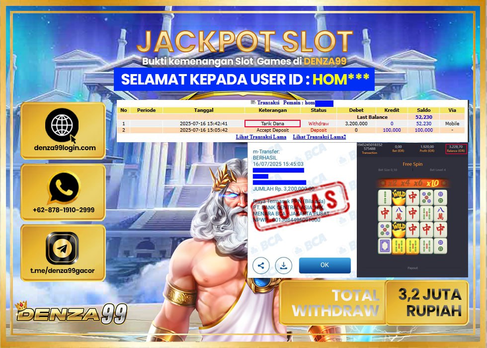 DENZA99 JACKPOT Mahjong Ways  Rp. 3.200.000 LUNAS