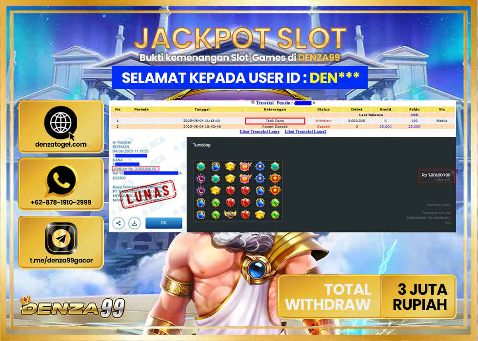 DENZA99 JACKPOT SLOT STARLIGHT PRINCESS Rp.3.000.000.,- LUNAS