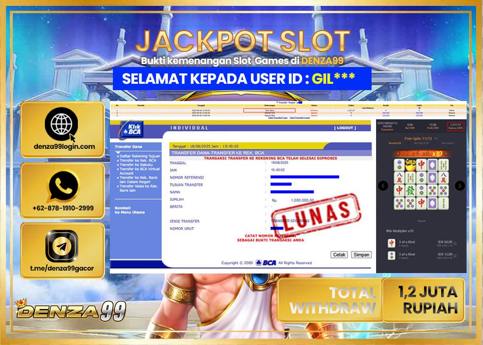 DENZA99 JACKPOT MAHJONG WAYS 1 Rp.1.200.000.,- LUNAS