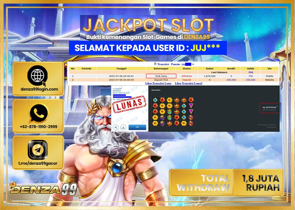 DENZA99 JACKPOT GATE OF OLYMPUS 1000 Rp. 1.800.000- LUNAS