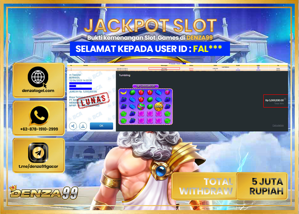 DENZA99 JACKPOT SWEET BONANZA 1000 Rp.5.000.000.,- LUNAS