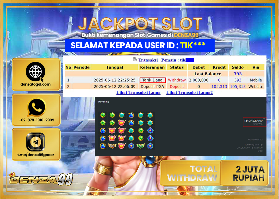DENZA99 JACKPOT STARLIGHT PRINCESS 1000 Rp.2,000.000.,- LUNAS