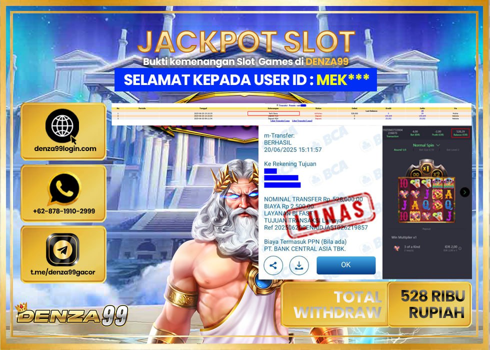 DENZA99 JACKPOT WILD BANDITO Rp.528.000.,- LUNAS