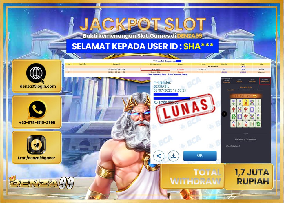 DENZA99 MAHJONG WAYS 2 Rp. 1.700.000- LUNAS