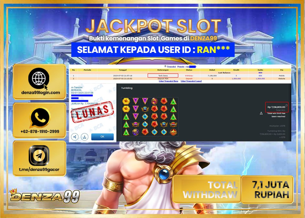 DENZA99 GATE OF OLYMPUS 1000 Rp. 7.100.000- LUNAS